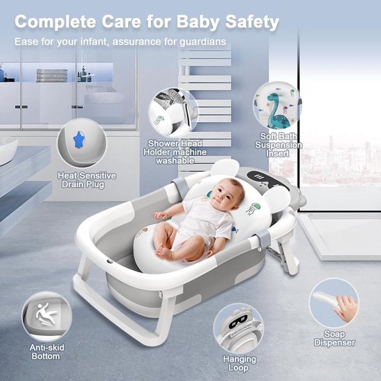 Baby Badje met Standaard - Inklapbaar Baby Bad - Zitbad Kinderen - Badzitje — afbeelding 3