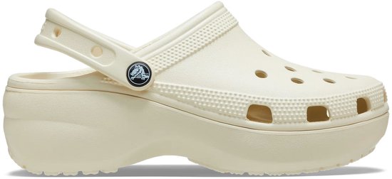 Sabot Crocs Classic Platform crème, vue latérale.