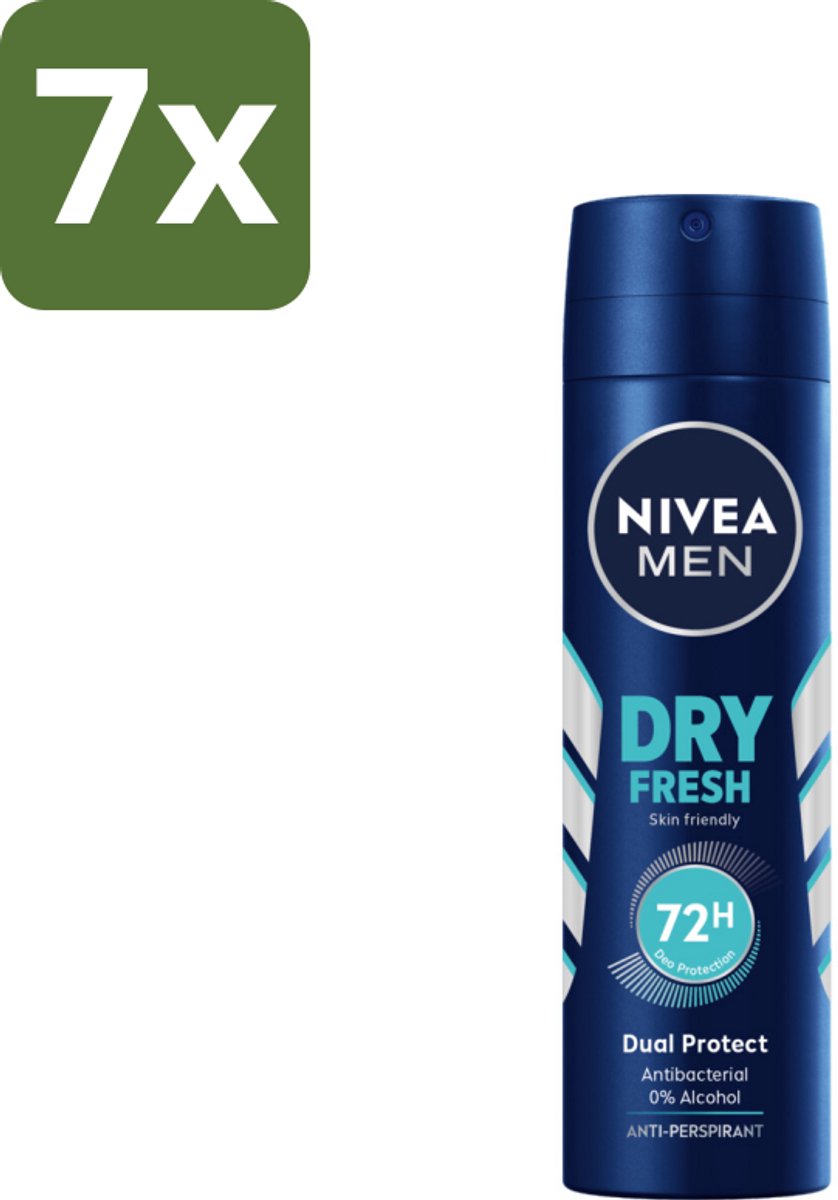 NIVEA Men Deodorant Spray Dry Fresh 150 ml - Bulkverpakking - 7 stuks
