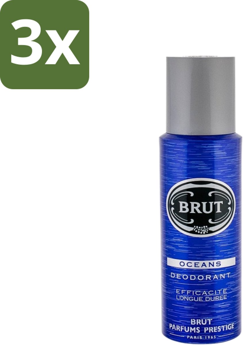 Brut - Deodorant - Spray - Oceans - Fris & maritiem aroma - 200ml - Bulkverpakking - 3 stuks