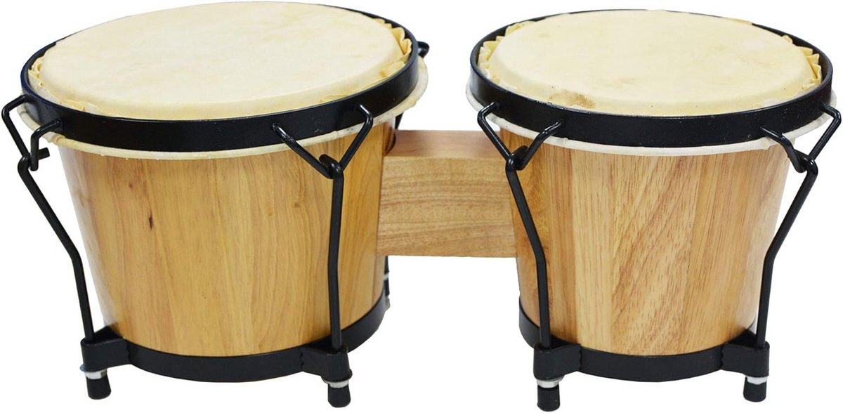 Set Trommels 7 en 8 Inch - Massief Hout met Natuurlijke Huid Vellen