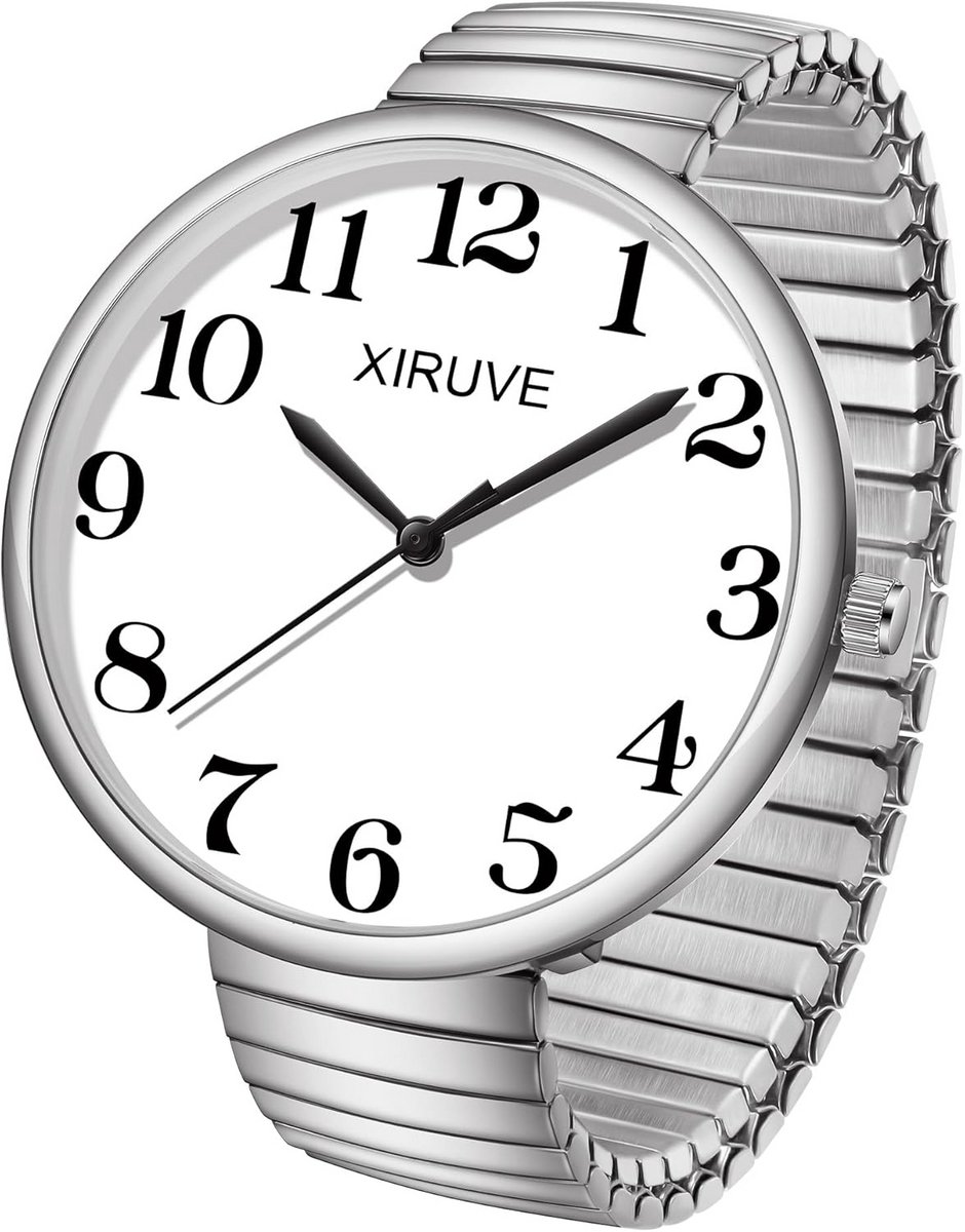 Quartz Polshorloge met Extra Grote Wijzerplaat en Elastische Siliconen Band