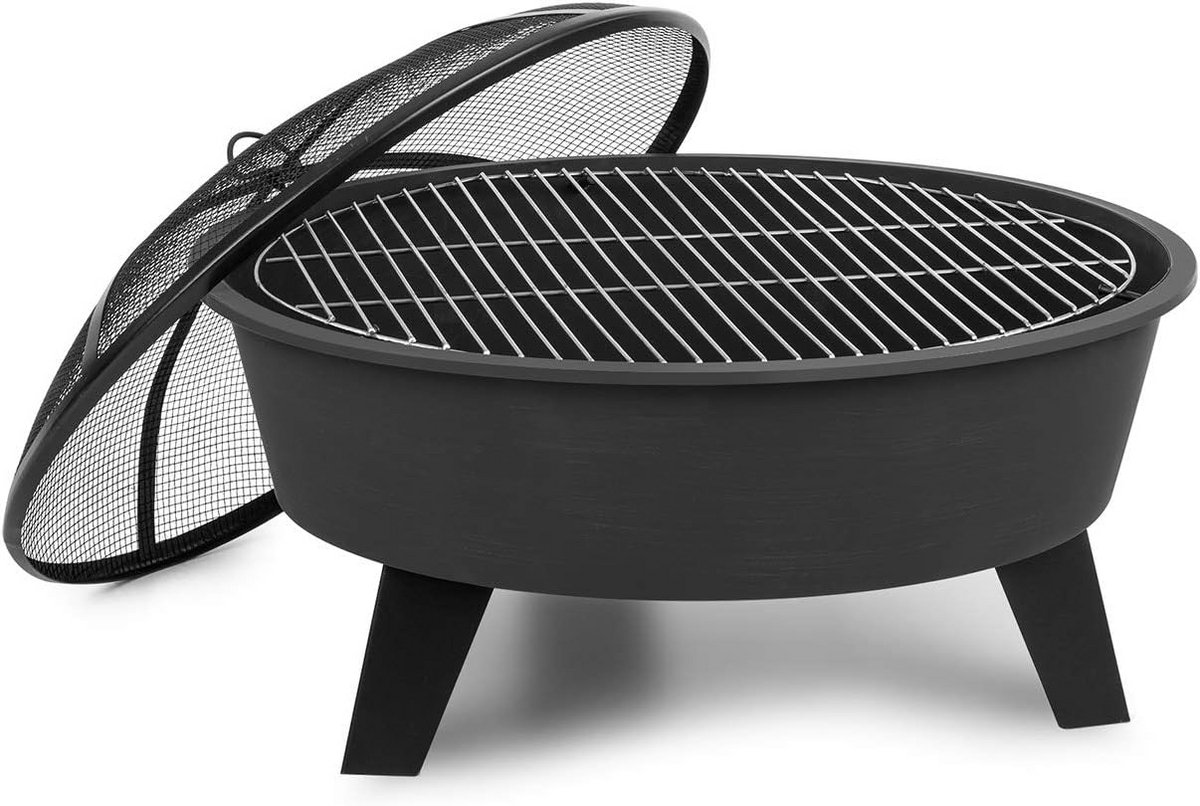 2-in-1 Vuurkorf met Grillrooster - Gepoedercoat Staal Ø 73 cm