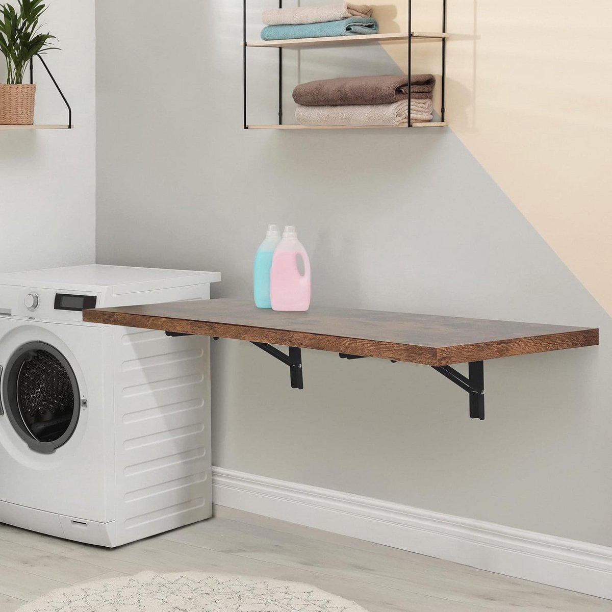 Opklapbare Wandtafel, Zwevend Bureau met Plank - Ruimtebesparend en Flexibel