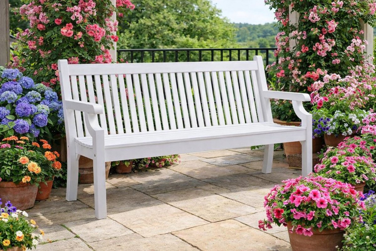 Rockwood® Parkbank Sandwick Kunststof - Nordic White 1.90m 1.90m Naturel