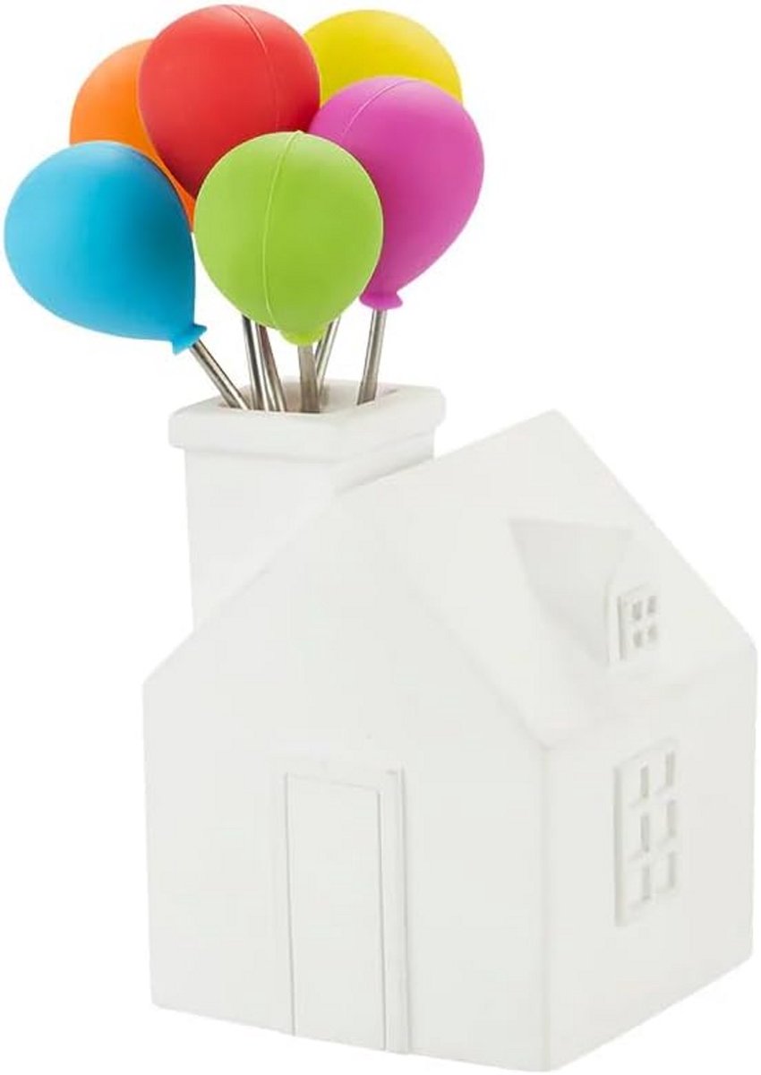 Set Cocktailprikkers met Ballonvormige Toppers en Cement Houder