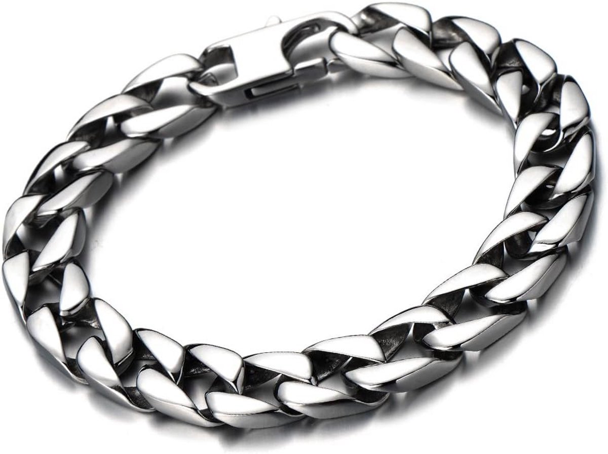 Klassieke Platte Roestvrij Stalen Armband voor Heren en Jongens, Zilverkleurig Glinsterend