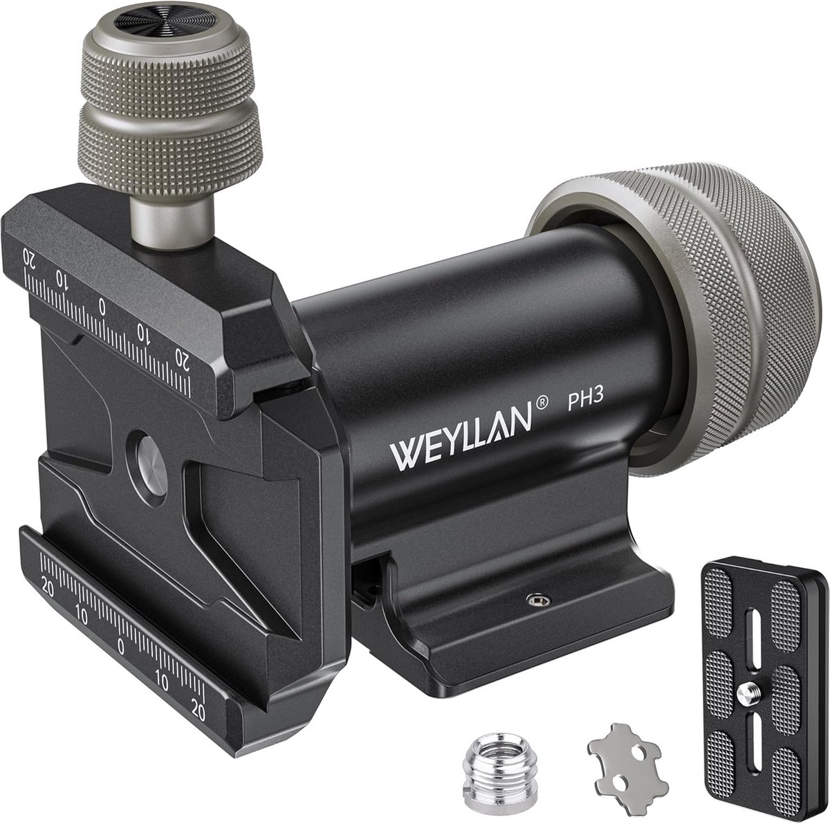 CNC Metalen Gimbal Kop voor Statief en Monopod - Geschikt voor Lange Telelenzen tot 10 kg