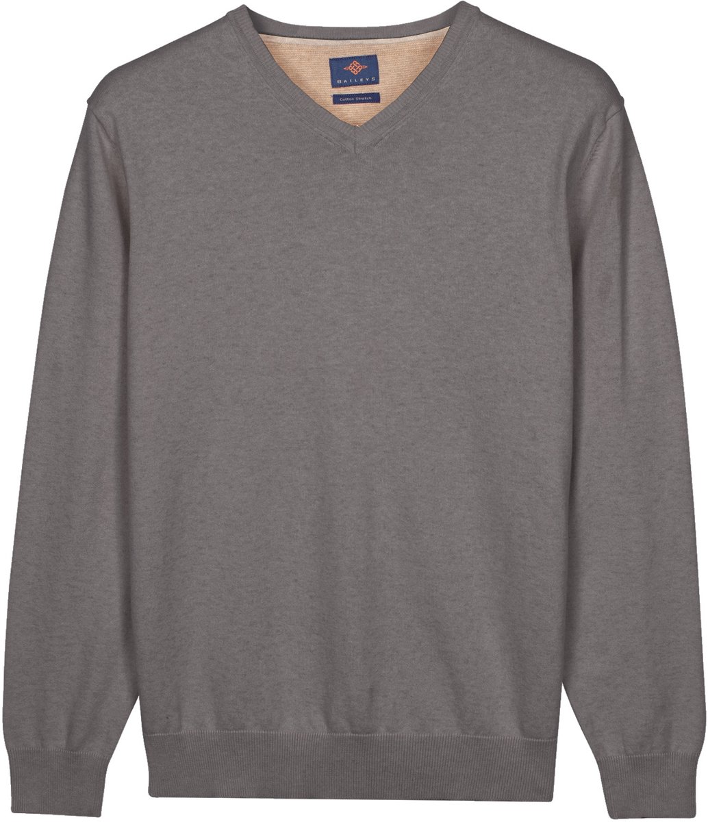 Baileys – Heren Trui – Basic Pullover – V-hals Pullover – Grijs - NOS8100-925