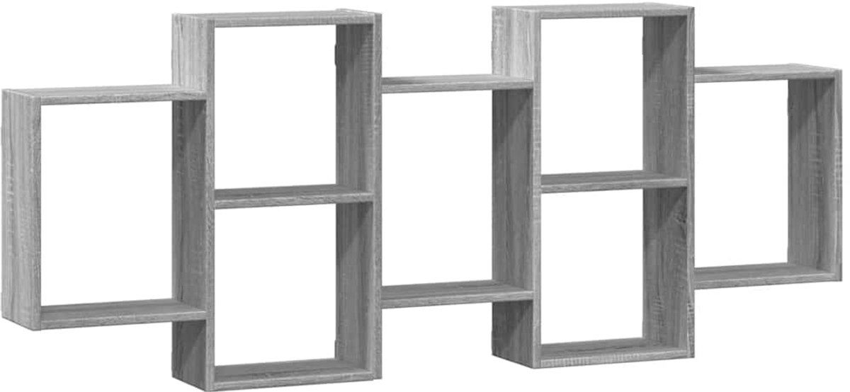 vidaXL Wandschap - 159x18x65 - cm - bewerkt - hout - grijs - sonoma - eikenkleurig