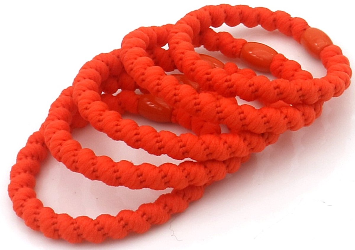 Haarelastiekjes - gedraaid - oranje - 5 stuks