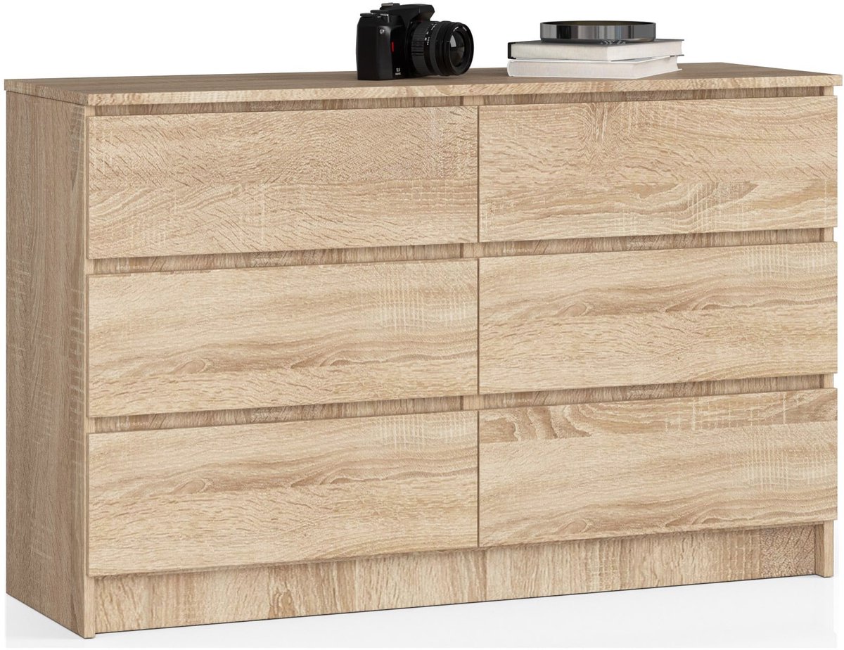 Ladekast K120 met 6 Lades / AKORD Furniture Factory / Sonoma Eik / 120 x 77 x 40 cm