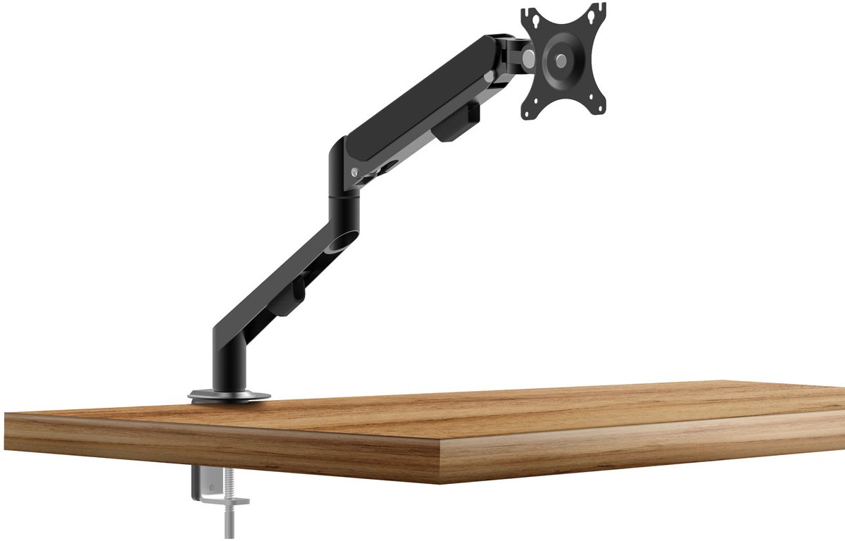 LCD monitorarm - telescopische tafelbevestiging - verstelbare arm voor monitors tot 30” - max. 9 kg - VESA 75x75/100x100 - zwart [39683]