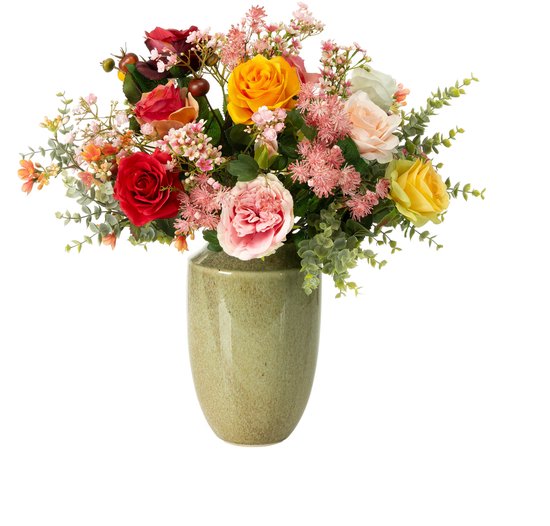 Emeraude - Bouquet de roses flamboyantes - 50 cm - coloré