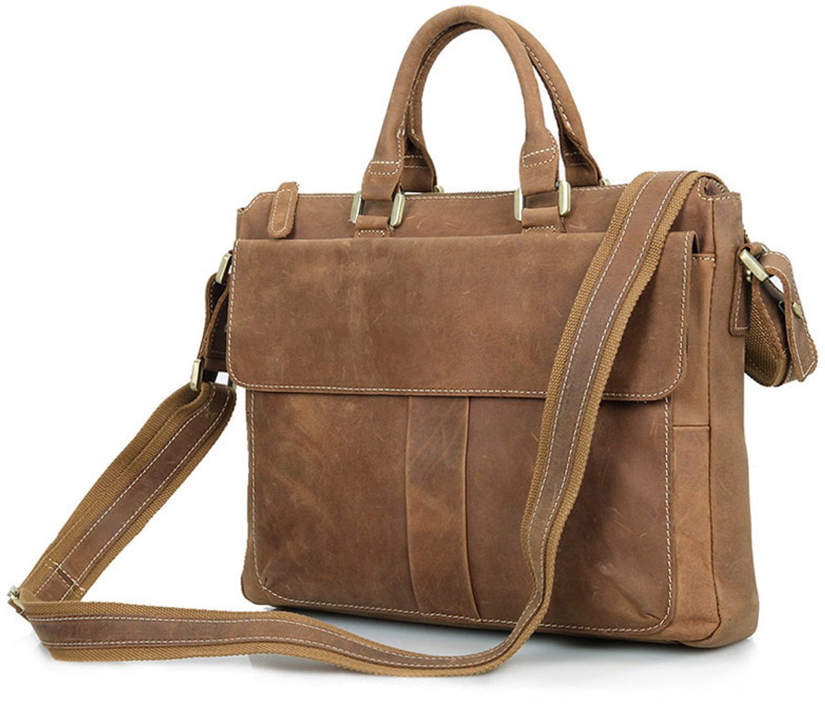 Bruine Vintage Klassieke Leren Tas