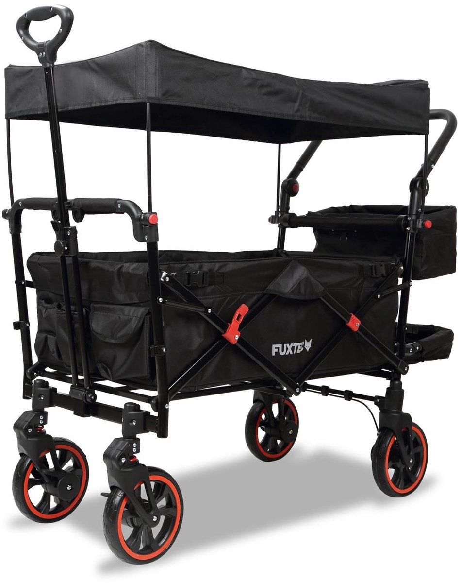 Bol.com Inklapbare tuintrolley Zwart - FUXTEC Premium Cruiser - belastbaar tot 75 kg aanbieding