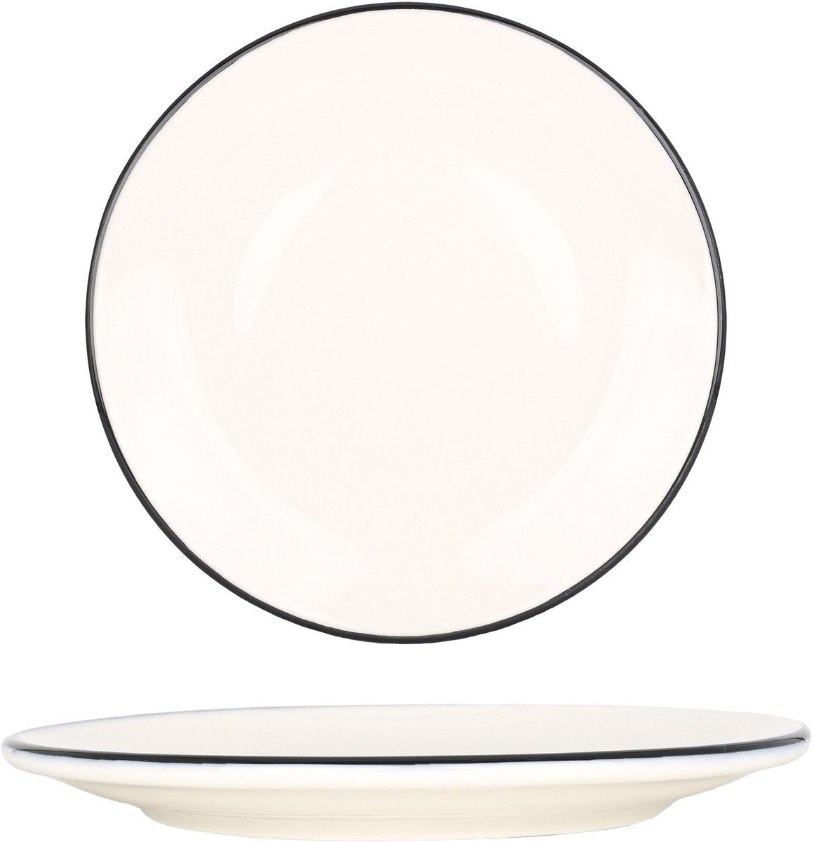Bonna Dinerbord - Linea Black - Porselein - 27 cm - set van 6