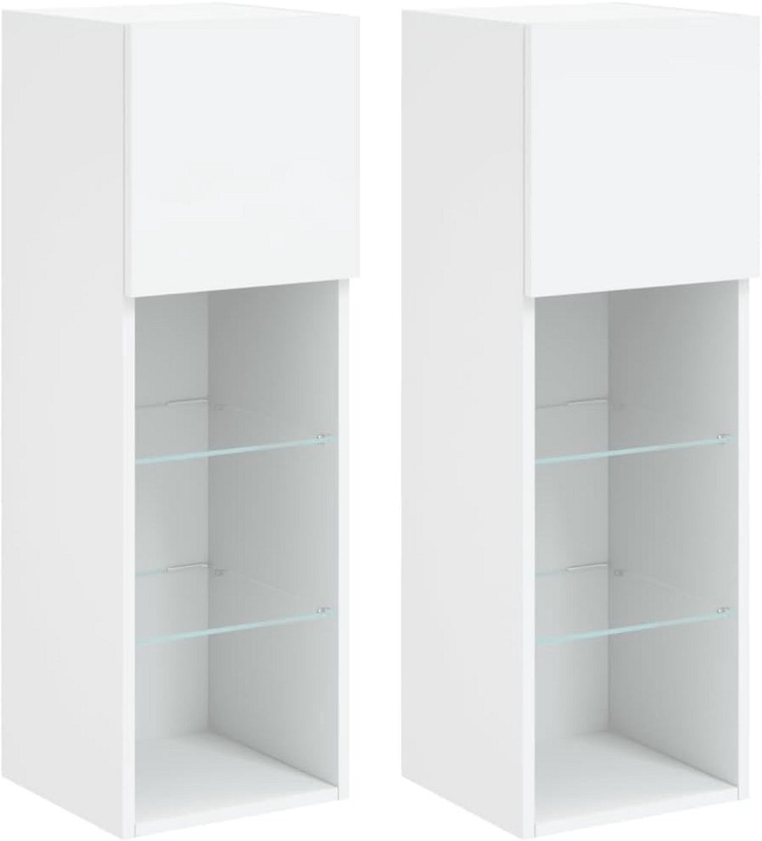 Set van 2 Zwevende TV Meubels met LED Verlichting Wit