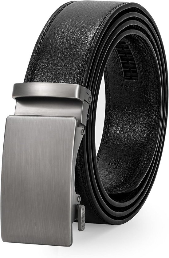CHAOREN Leren Riem Mannen - Automatische Riem Mannen Leer 35mm voor Pak en Casual - Micro Verstelbare Riem Past overal bij, zwart/bruin, 115 cm/80 cm/95 cm taille