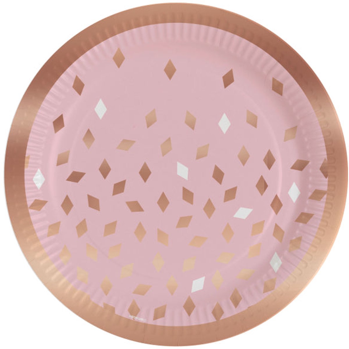 8 rosé gouden diamanten papieren borden 23cm