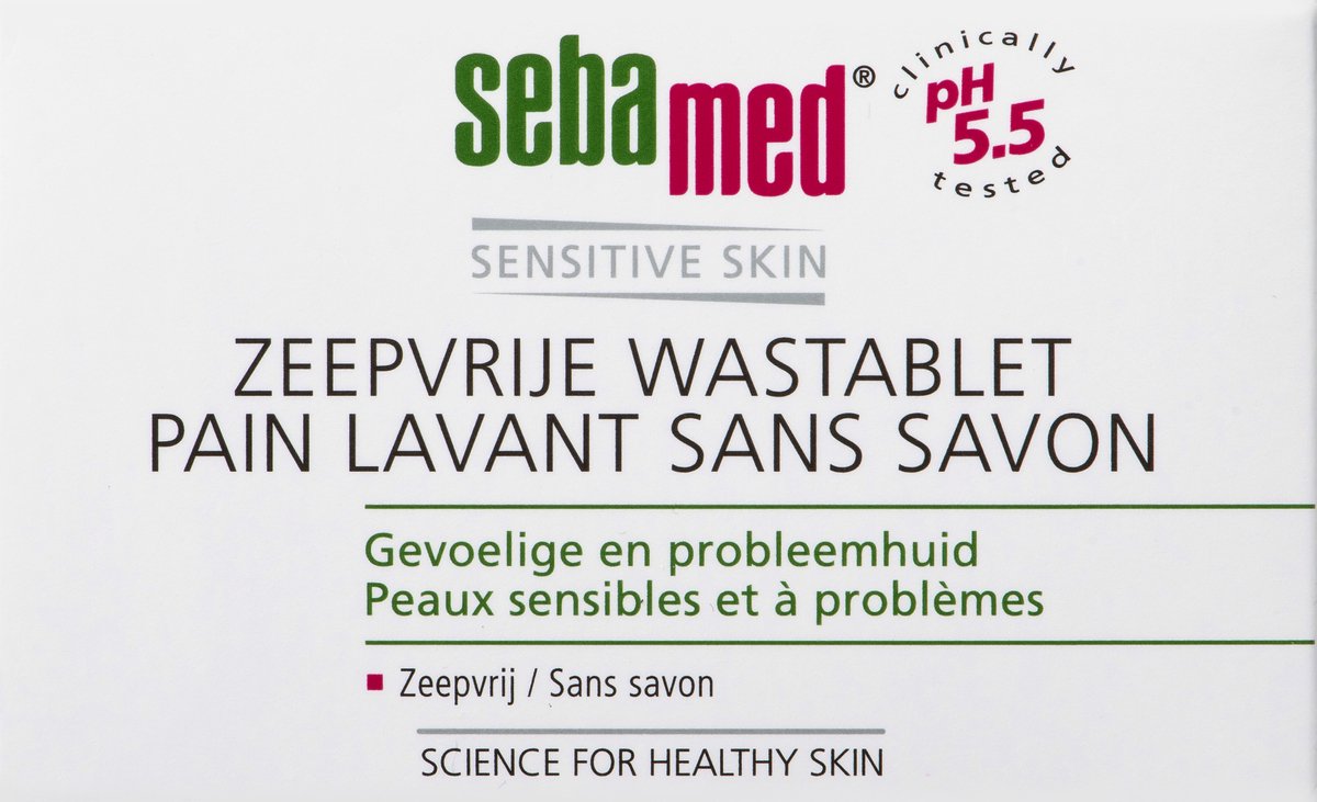 Sebamed Zeepvrij Wastablet - Zeepvrij - Diepe reiniging tot in de poriën - Hydratatie van de huid - Voor handen, gezicht en lichaam - Huidverzorging - 150 gram