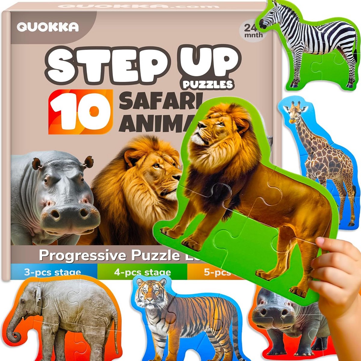 Houten Dierenvormen Puzzelset 40 Stuks Voor Peuters en Kleuters Leeftijd 2-5 Jaar