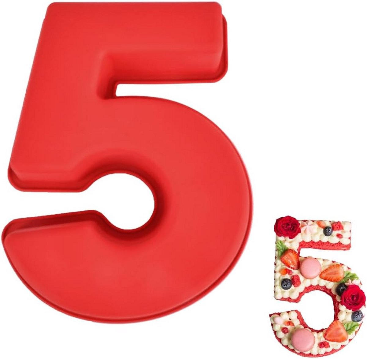 Bakvorm Cijfer 5 - Flexibele Silicone Vorm voor Verjaardagstaarten en Decoraties