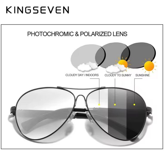 KINGSEVEN 7730 Zonnebril - Pilotenbril - Zwart Grijs Frame met Donkere Lenzen & Luxe Verpakking van Kingseven — afbeelding 3