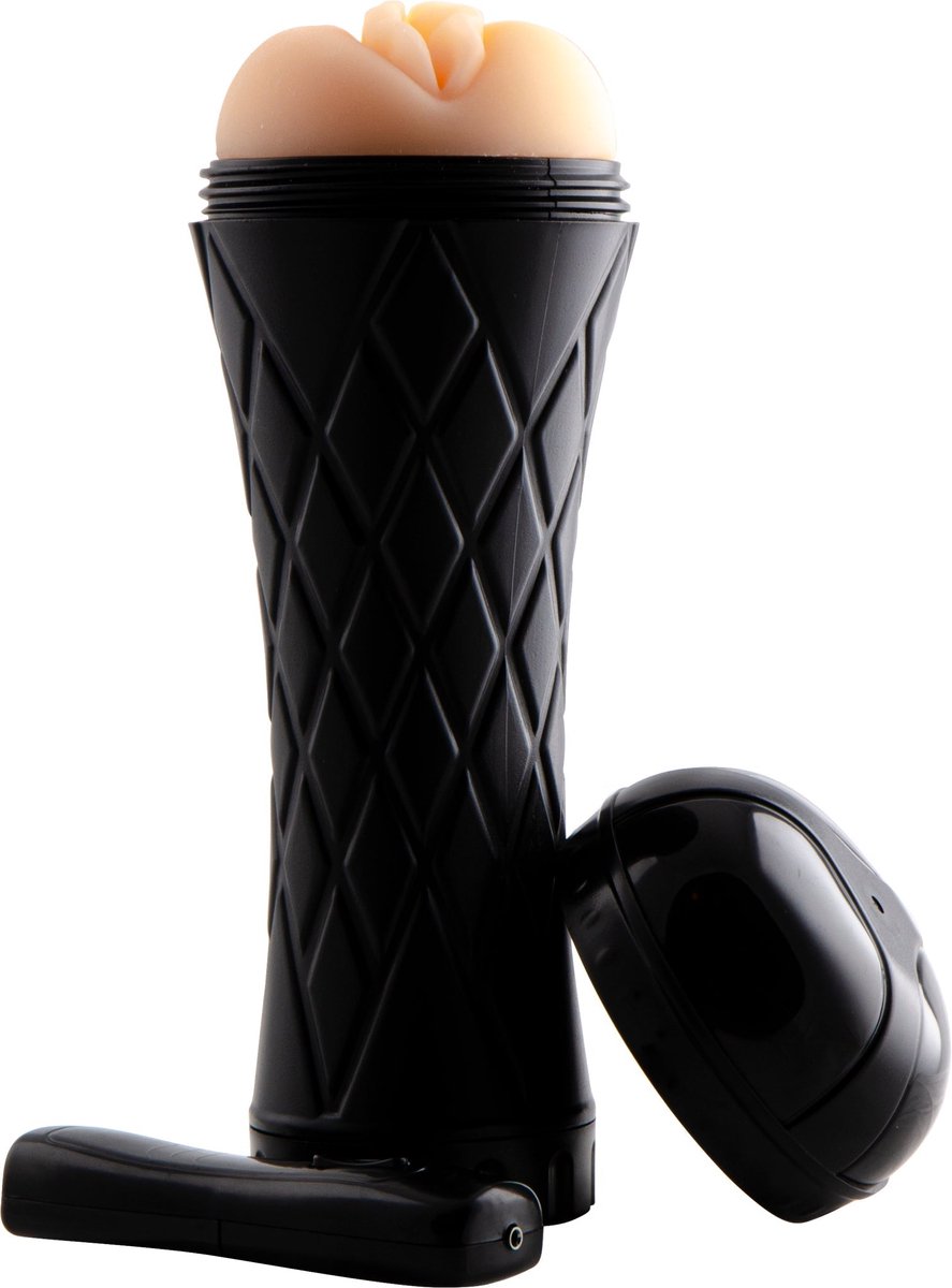 Passion Masturbator Pussy Cup Vibrerend - Zwart