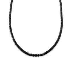 Tenvis | 5 mm Zwarte Onyx Leren Ketting