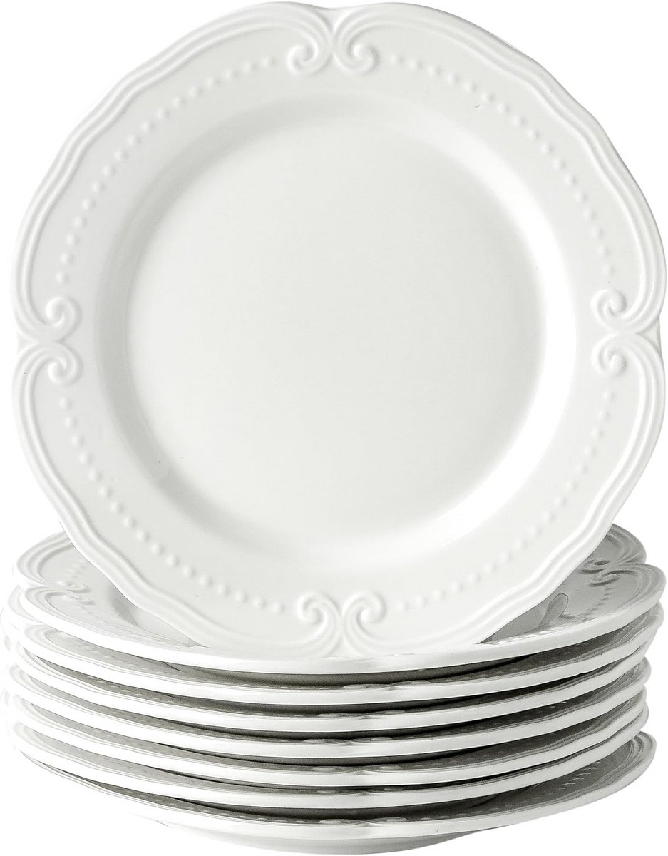 Set van 8 Keramische Dinerborden - Ideaal voor Ontbijt, Lunch en Taart