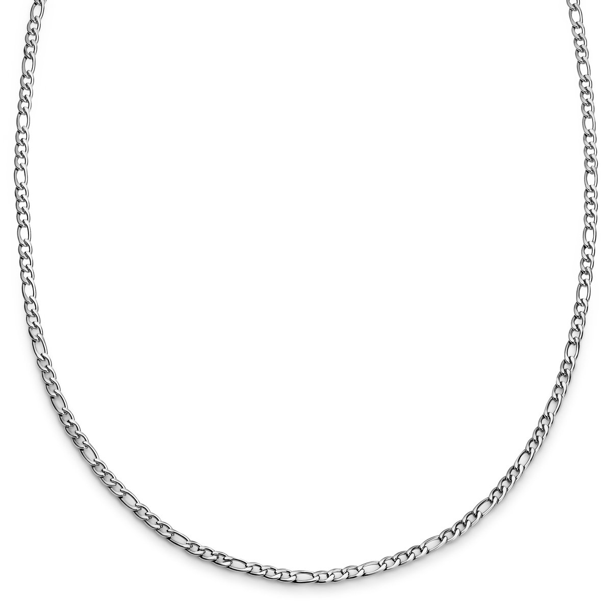 Argentia | 925s | 4 mm Gerhodineerde Sterling Zilveren Ketting met Figaro Schakels