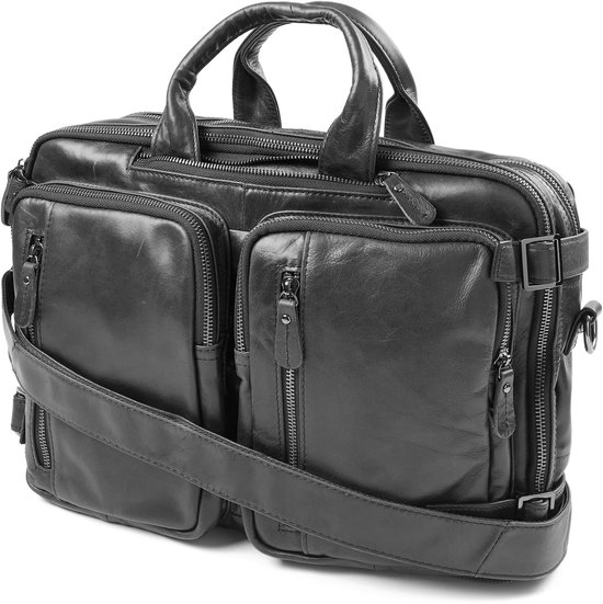 Sac en cuir noir Delton 3 en 1