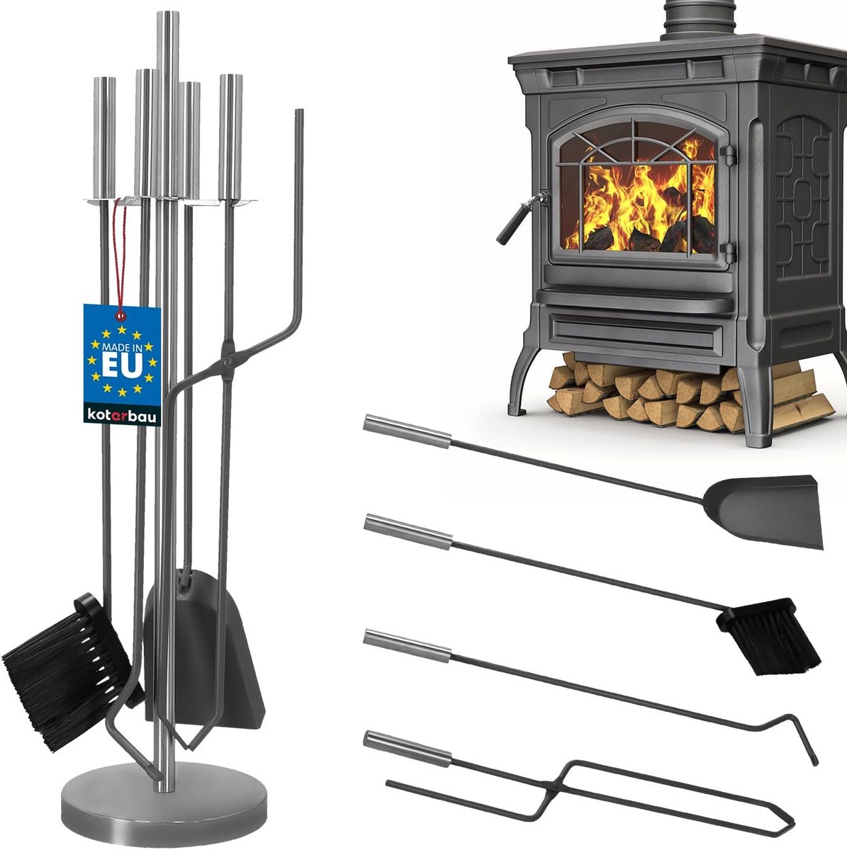 5-Delige Schoorsteen Gereedschapset RVS Haard Accessoires