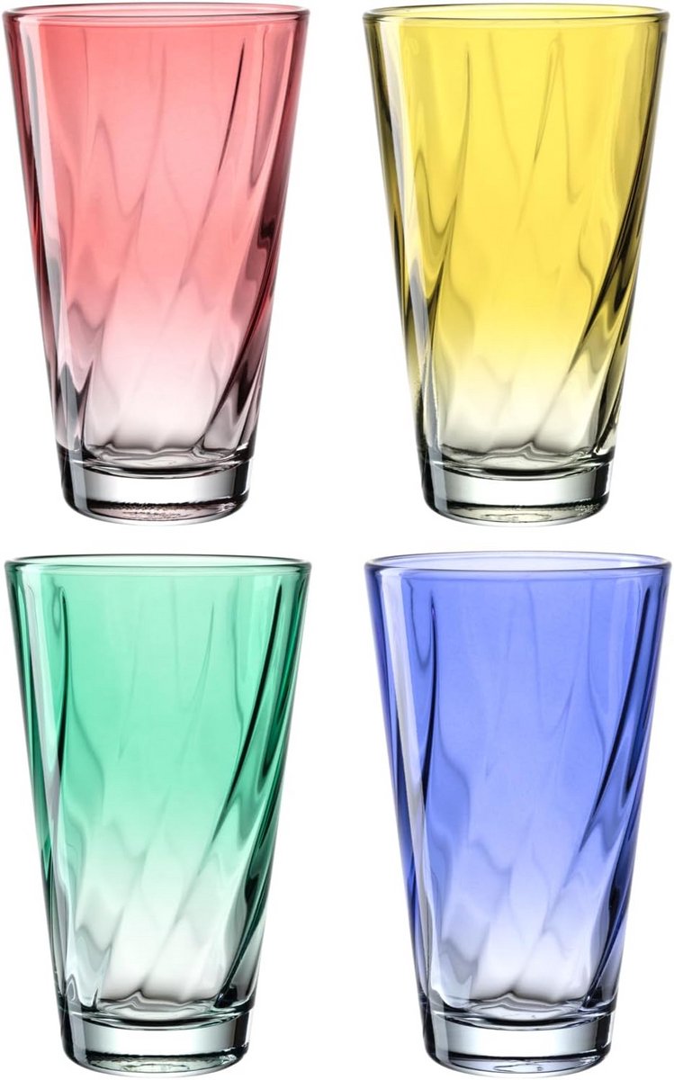 Kleurrijke Drinkglazen Set van 4 - Moderne Water- en Sapglazen - 300ml - Vaatwasserbestendig