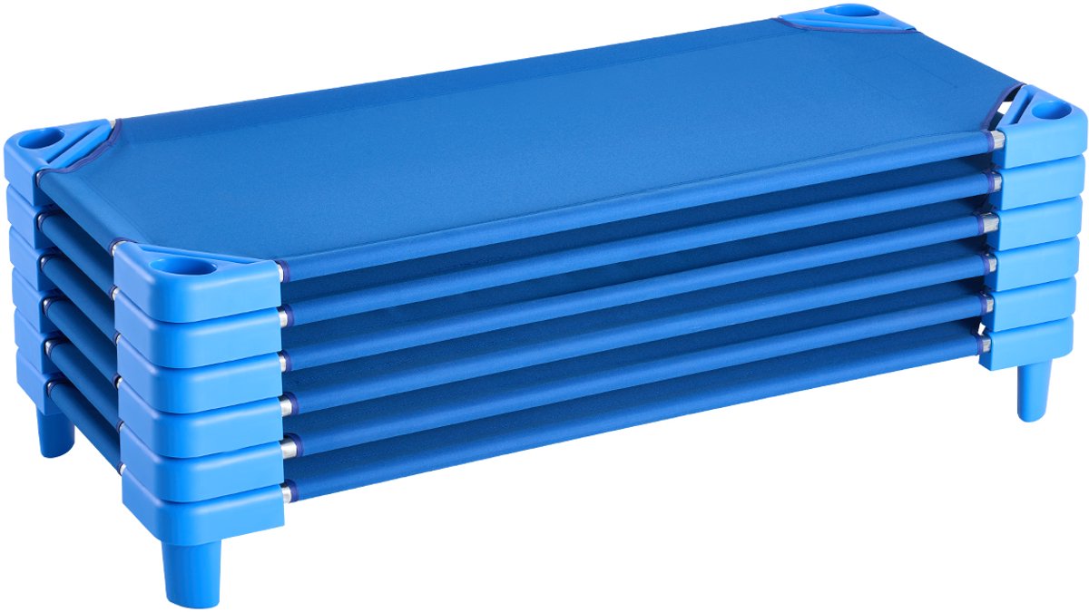 Vevor Stapelbaar Kinderbed Slaapbed Blauw 6-delig 130x57x15cm Kinderligstoel