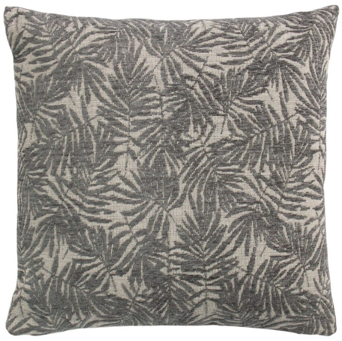 Linen & More Kussen Jacquard bladeren grijs 45x45cm