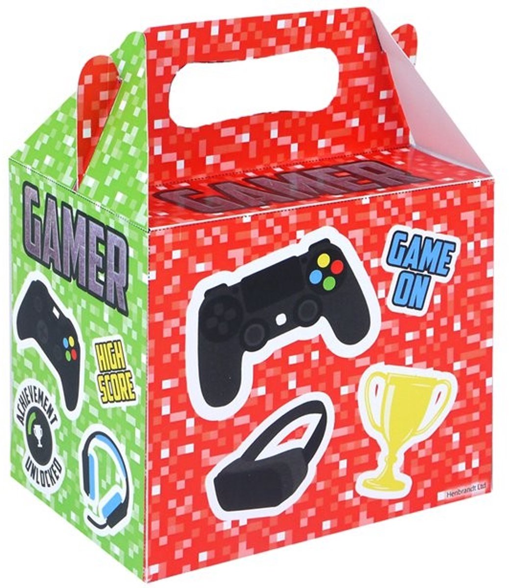 Gamer Cadeaudoos kleurrijk, willekeurig design, 12x10x14 cm