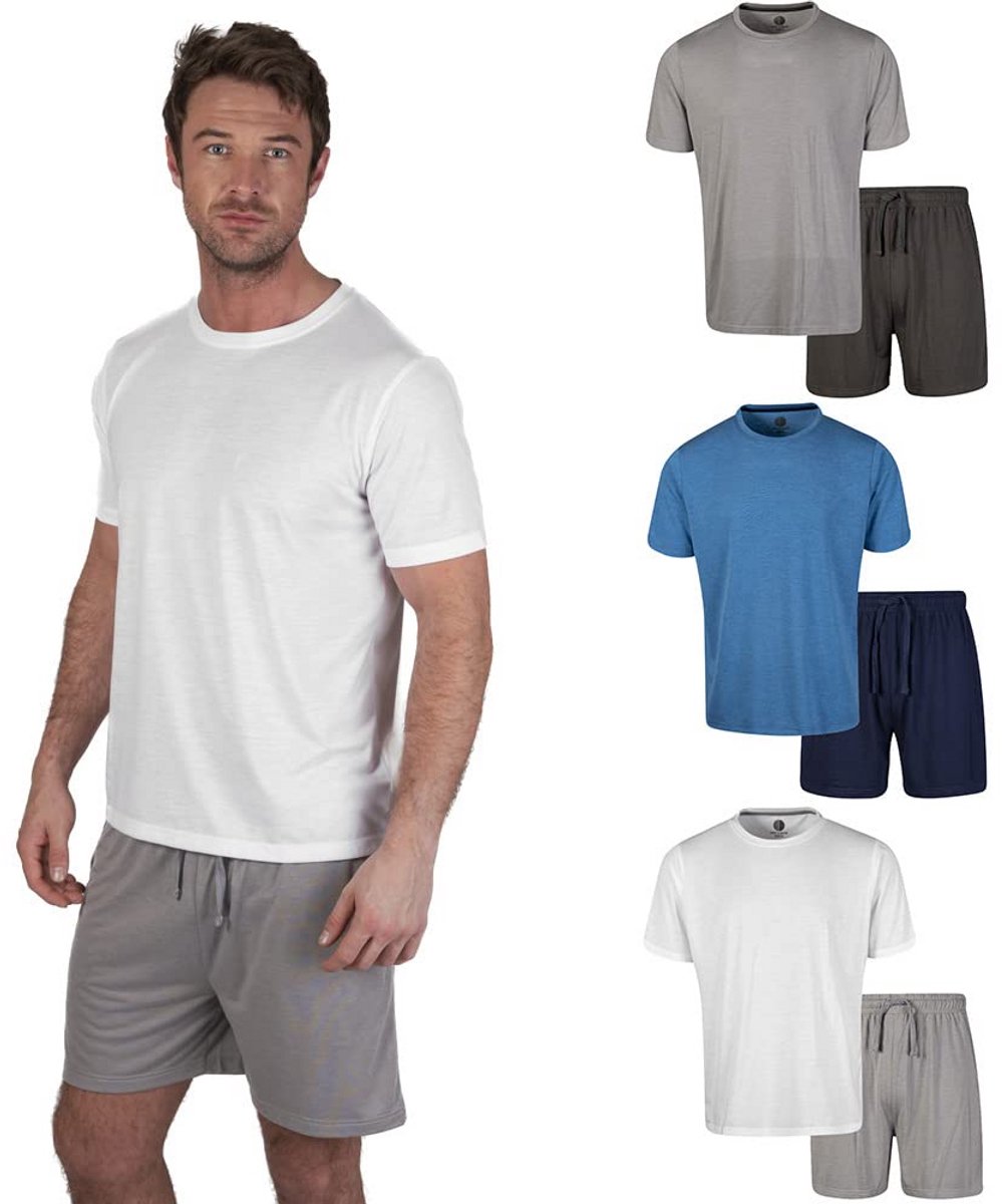 Comfortabele Pijama Set voor Heren met Korte Broek en Ronde Hals