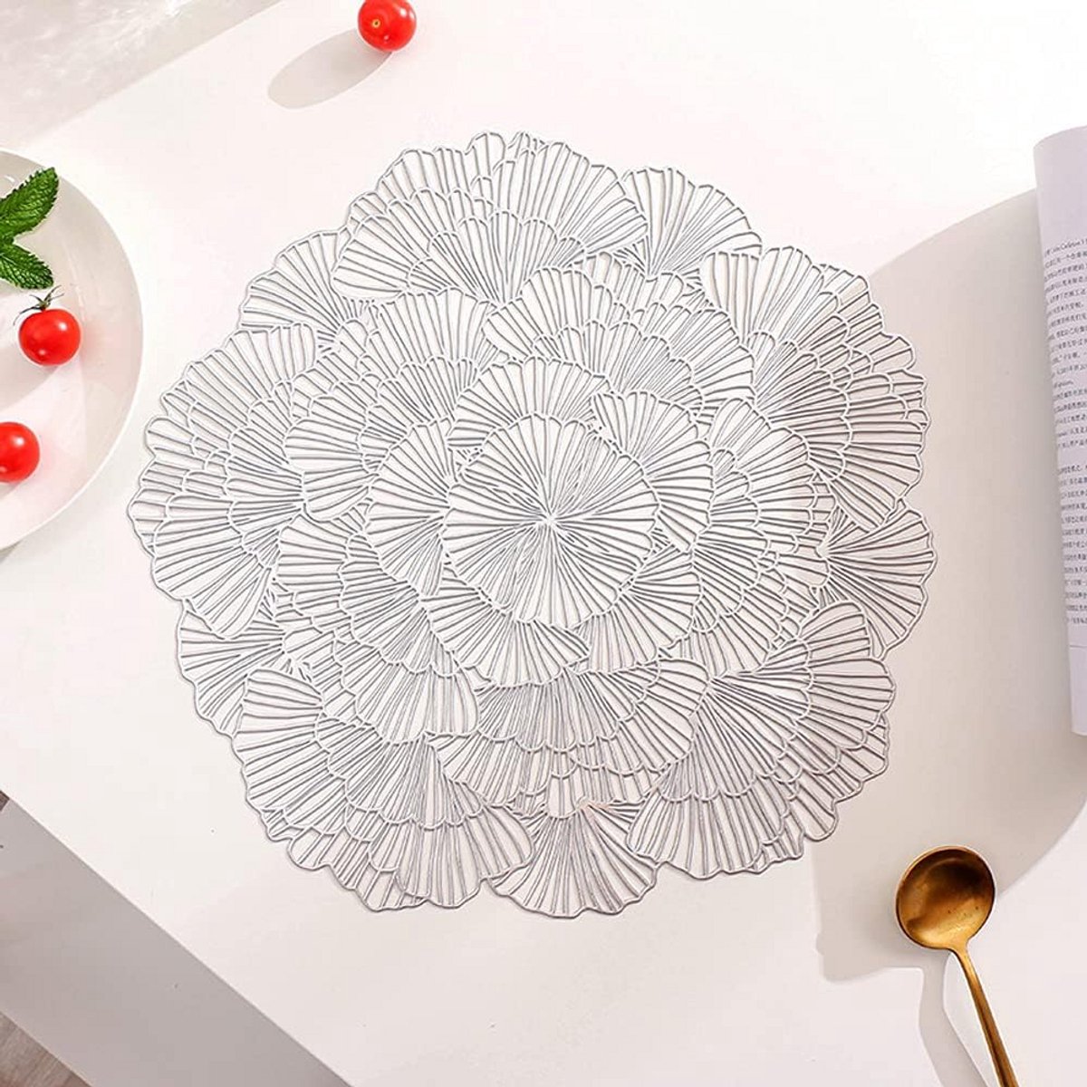Set van 4 Luxe Bloemen Placemats PVC - Hittebestendig & Antislip Tafelmatten