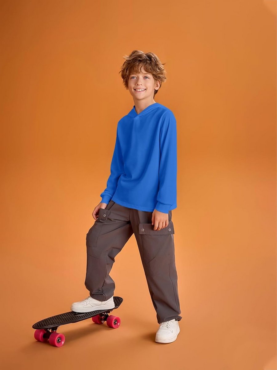Jongens Hoodie Lange Mouw Effen Trui Regular Fit Basis Sweater 5-14 Jaar