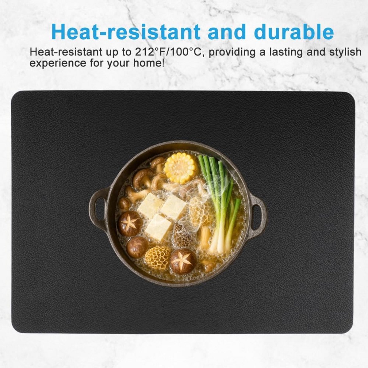 Set van 6 Dubbelzijdige Placemats en Onderzetters, Antislip en Hittebestendig