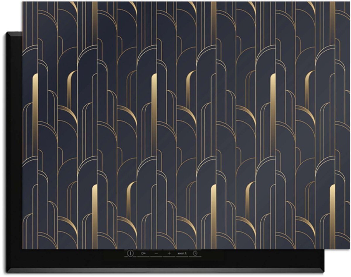 KitchenArt - Art Deco Lines – Inductie Beschermer - 81x52 cm - Kookplaat Beschermer - Luxe Afdekplaat Inductieplaat - Anti-slip & Oprolbaar - Beschermmat Inductiekookplaat