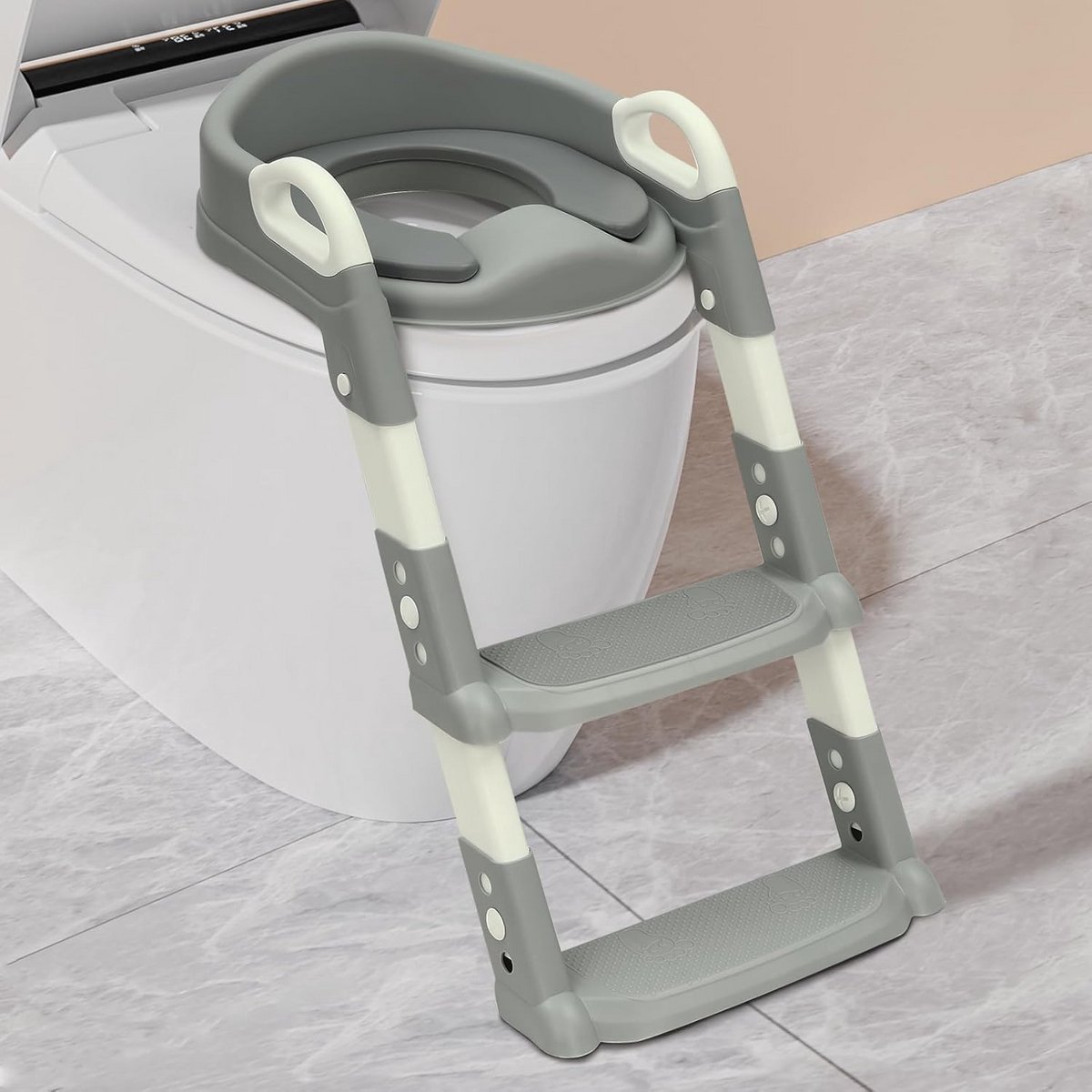 In hoogte Verstelbare Kinder Toiletbril met Trap en Zitting