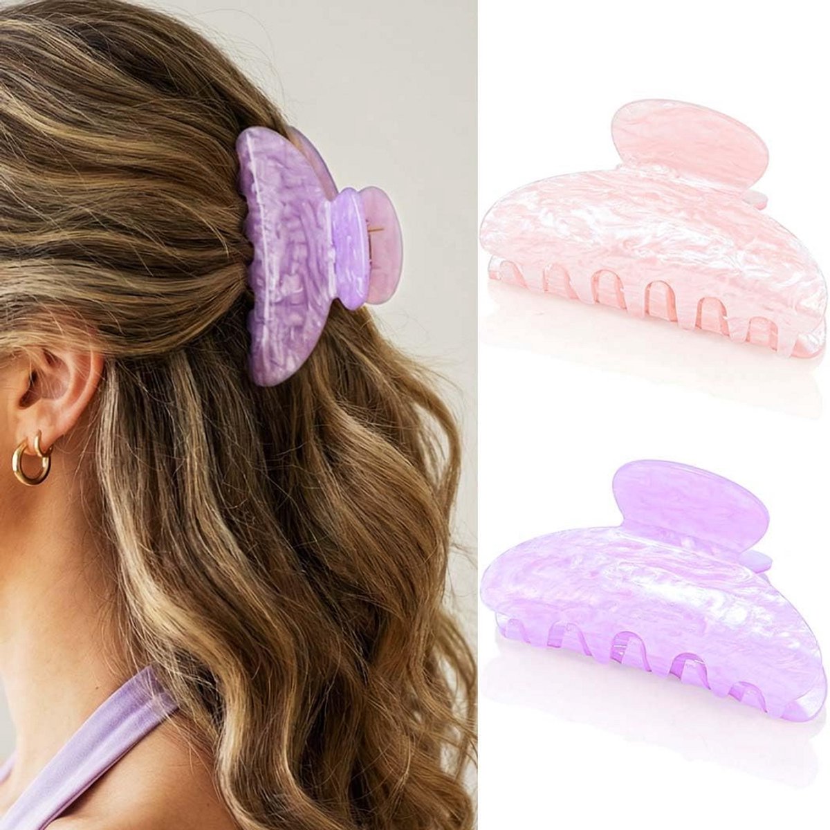 Middengrote Roze Acryl Haarklem voor Vrouwen - Stijlvolle Haaraccessoires