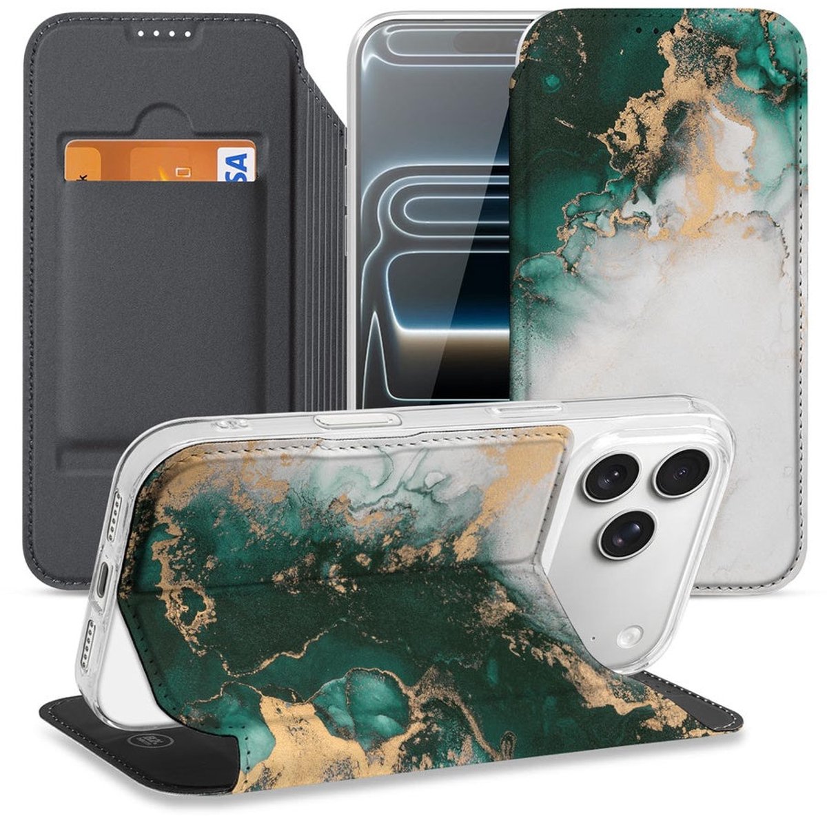Book Cover Apple iPhone 17 Pro Marmer Groen