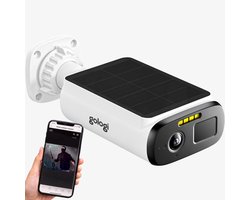 Gologi Solar Premium Beveiligingscamera voor buiten – 10.400 mAh – 2.5K – Nightvision – Bewegingsdetectie – Bewakingscamera – Zonnepaneel – Draadloos – USB-C – WiFi en App – Wit