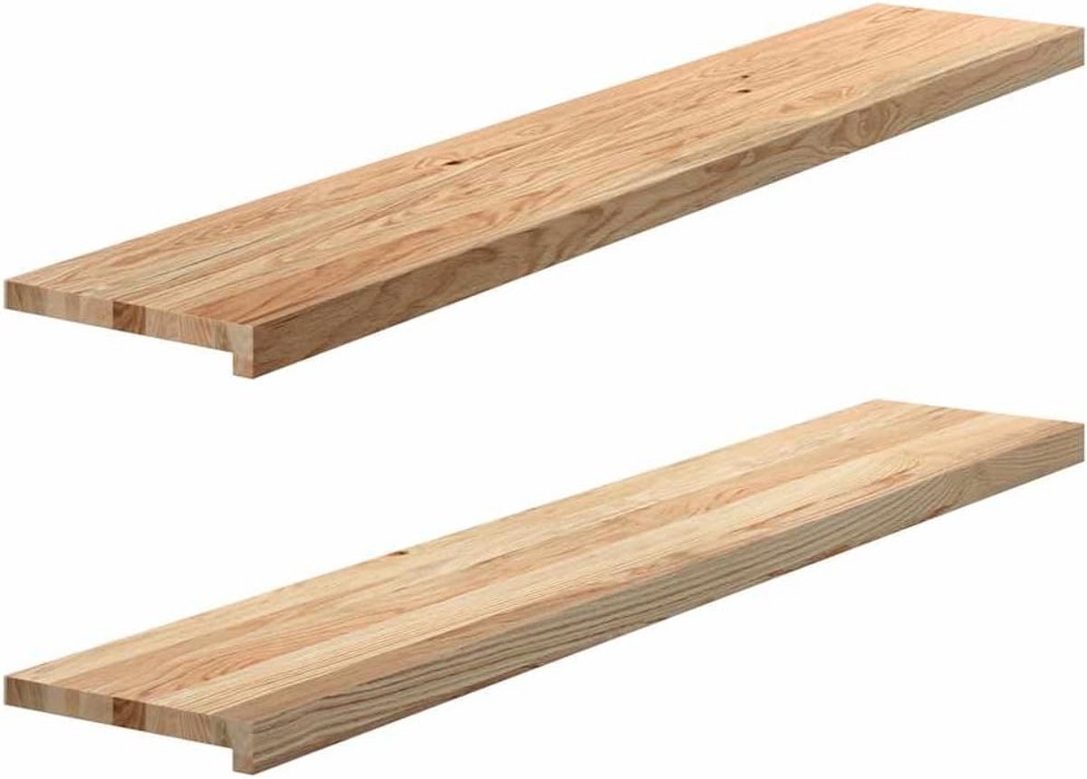 Set van 2 Massief Eiken Vensterbanken 140x30 cm Ongelakt