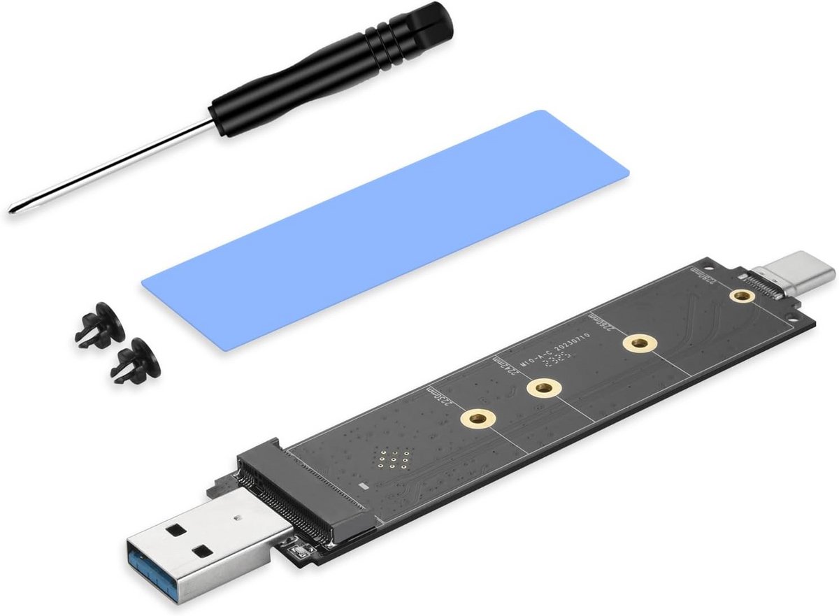 M.2 SSD Behuizing USB-C 10Gbps voor NVMe en SATA Ondersteuning