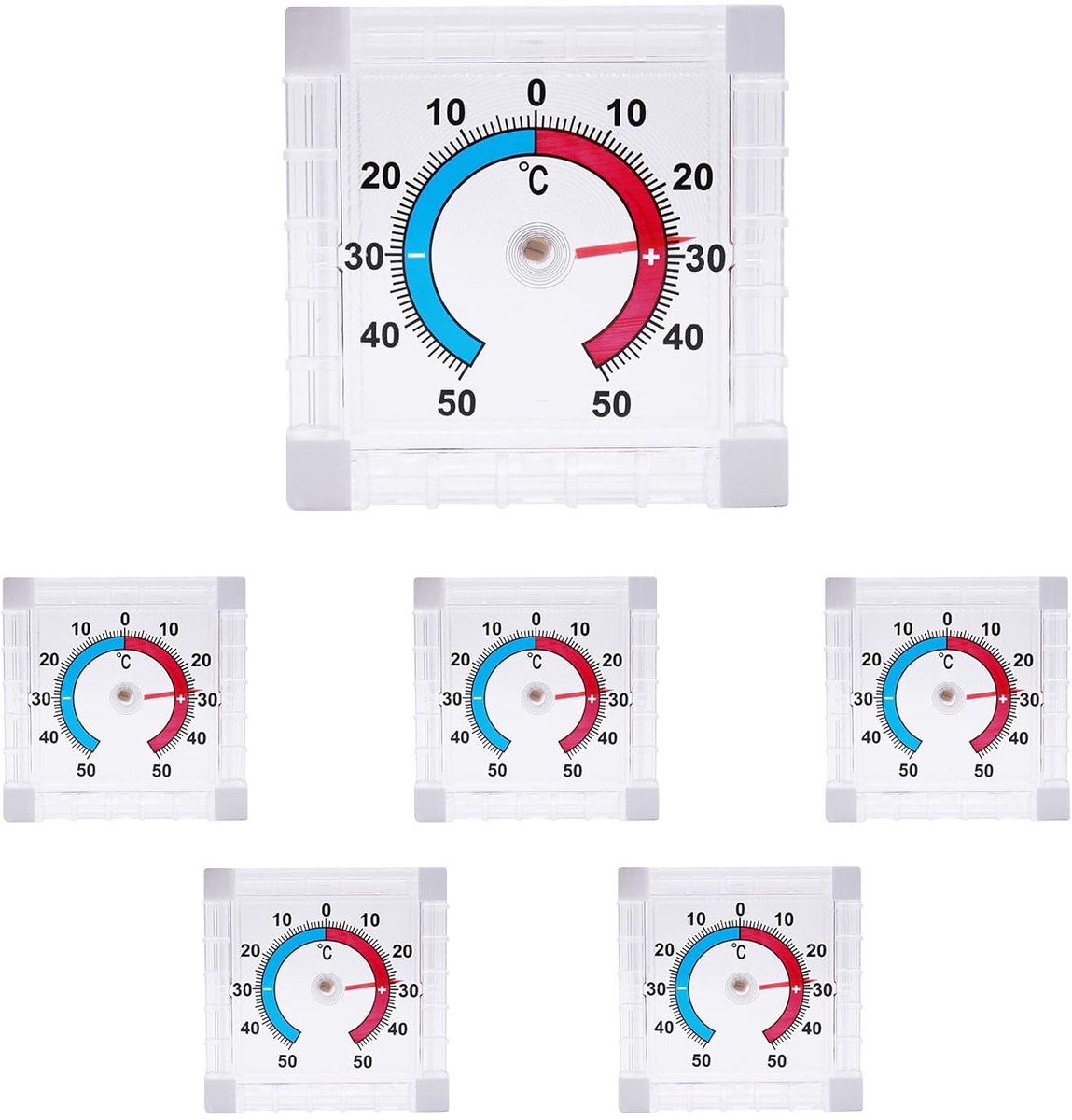 Zelfklevende Raamthermometer Set van 6 - Digitaal Weerbestendig Buiten